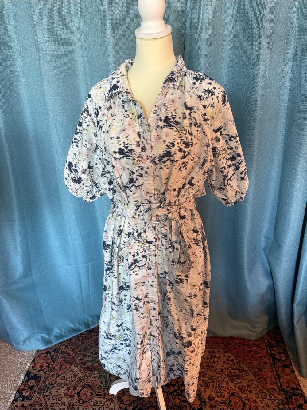 Jason Wu Blue and Cream Abstract Print Dress
